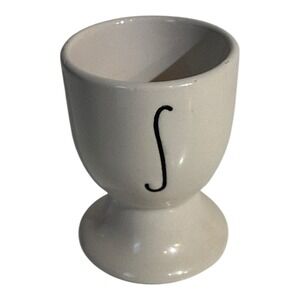 RAE DUNN by Magenta - Ivory "S" EGG CUP Egg Holder Stoneware 2.5"H‎ Mint Cond